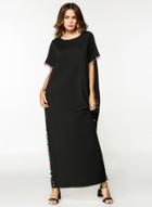 Oasap Fashion Short Sleeve Loose Maxi Dress With Pompon
