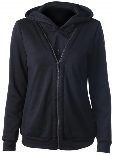 Oasap Women's Fashion Long Sleeve Front Zipper Pullover Hoodie