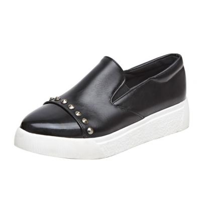 Oasap Pointed Toe Rivet Flat Heels Snake Shoes