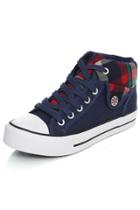 Oasap Fashion Lace-up Plaid Canvas Casual Sneakers