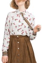 Oasap Women's Fashion Print Long Sleeve Button Down Shirt