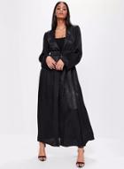 Oasap Turn-down Collar Solid Color Long Coat