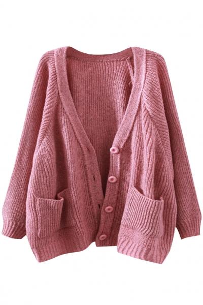 Oasap Gorgeous Batwing Sleeve Single Breasted Sweater
