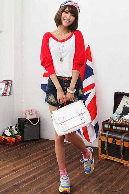 Oasap High Waist Denim Shorts With Hole Detail