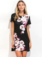 Oasap Fashion Short Sleeve Floral Printed Slim Fit Dress
