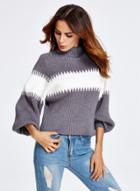 Oasap Loose Fit Color Block Knit Sweater