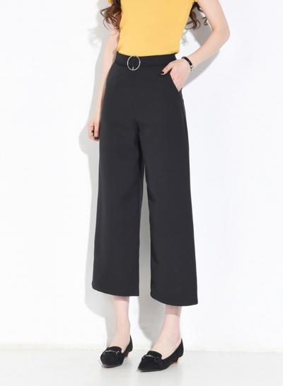 Oasap Solid Zipper Fly Wide Leg Pants