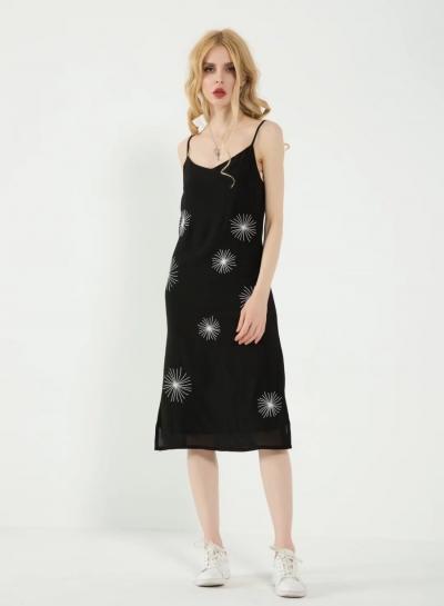 Oasap Fireworks Print Slip Midi Dress