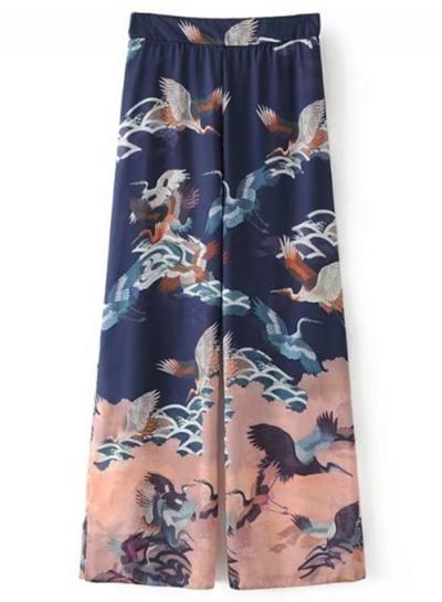 Oasap High Waist Floral Printed Wide Leg Pants