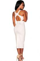 Oasap White Cutout Accent Midi Dress