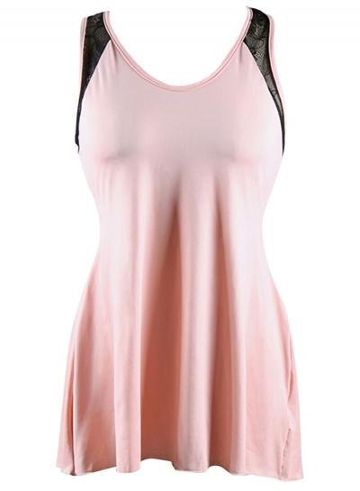 Oasap Women's Lace Paneled Crossed Back Asymmetric Top