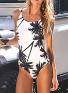 Oasap Scoop Neck Printed One Piece Swimwear