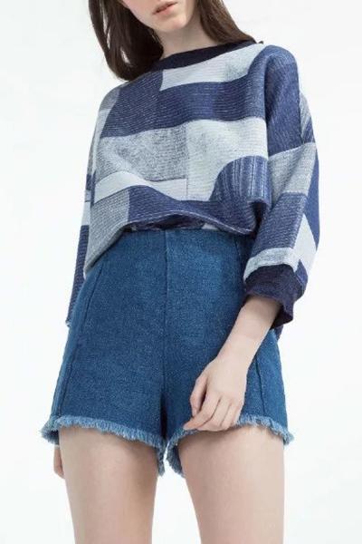 Oasap Color Block Side Slit High Low Sweatshirt