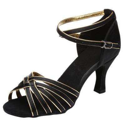 Oasap Peep Toe Cross Strap Latin Dance Shoes