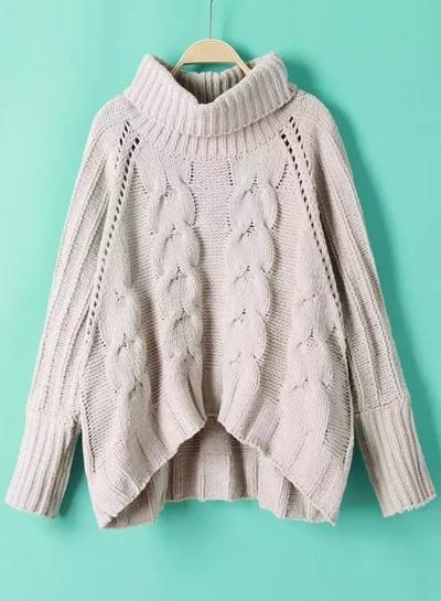 Oasap High Neck Long Sleeve Solid Color Sweaters