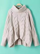 Oasap High Neck Long Sleeve Solid Color Sweaters