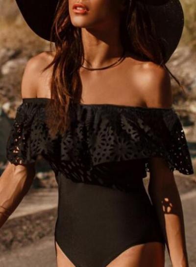 Oasap Off Shoulder Ruffle One Piece Swimsuit