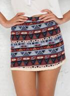 Oasap High Waist Printed Bodycon Skirt With Tassel