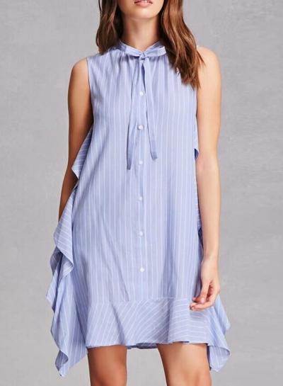 Oasap Sleeveless Striped Cute Ruffles Dress