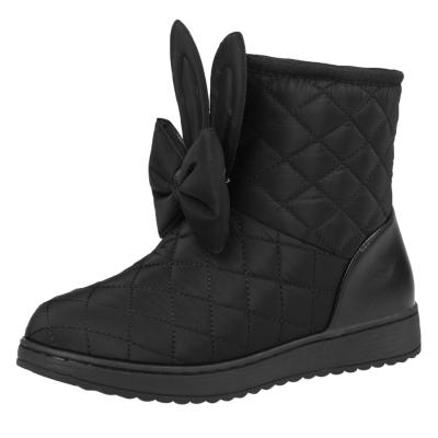 Oasap Cute Solid Color Bow Round Toe Snow Boots