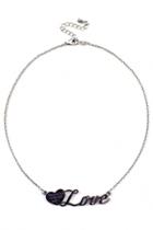 Oasap Love Commit Silvery Metal Necklace