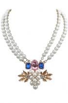 Oasap Pearlescent Double-strand Beaded Necklace