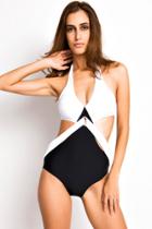 Oasap Essential Contrast Color Block One-piece Bikini Sets