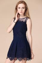 Oasap Charming Sleeveless Lace Paneled Dress