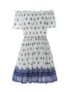 Oasap Slash Neck Elastic Waist Pattern Print Mini Dress