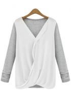 Oasap Fashion Wrap V Neck Pullover Blouse