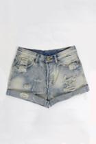 Oasap Loose Fit Turn Up Cuff Shorts With Washed Detail