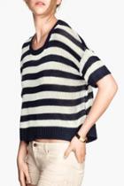 Oasap Striped Short Sleeve O Neck Sweater