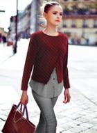 Oasap Round Neck Long Sleeve Solid Color Splicing Sweater