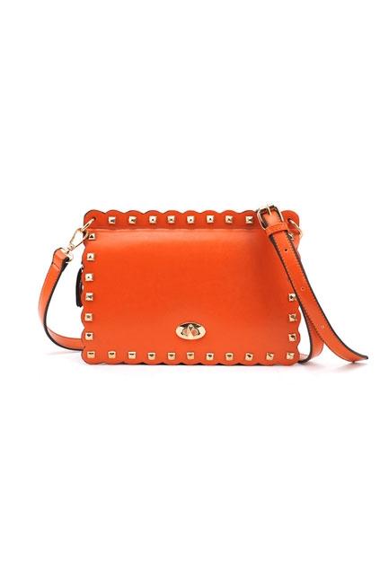 Oasap Waved Edged Stud Embellished Shoulder Bag