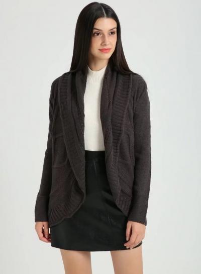 Oasap Fashion Shawl Collar Open Front Solid Irregular Cardigan