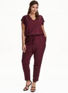 Oasap Fashion Plus Size V Neck Jumpsuit