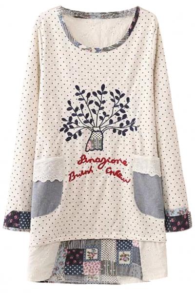 Oasap Nature-inspired Dotted Shift Dress