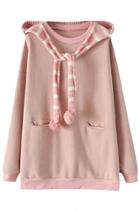 Oasap Ladylike Front-tie Hoodie Sweatshirt