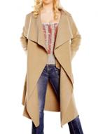 Oasap Fashion Solid Color Open Front Trench Coat