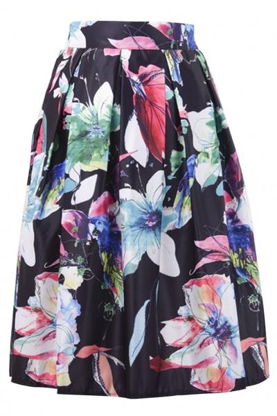 Oasap Fashion High Waist Floral Pattern Skirt