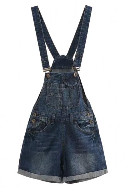 Oasap Cute Blue Denim Rompers
