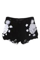 Oasap Velvet Shorts With Embroidery