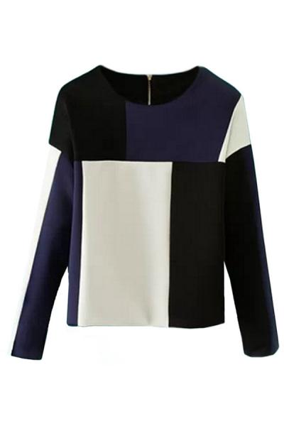 Oasap Unique Color Block Crop Sweatshirt
