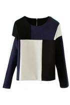 Oasap Unique Color Block Crop Sweatshirt