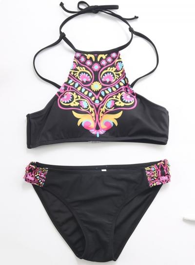 Oasap 2 Piece Tribal Printed Swimwear Set