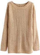 Oasap Women's Long Sleeve Back Slit Knitted Hollow Out Sweater