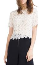Oasap Women Sheer Floral Lace Crochet Short Sleeve Top