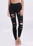 Oasap Fashion Hollow Out Skinny Fit Sports Leggings