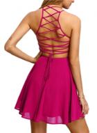 Oasap Backless Halter A-line Dress With Tie