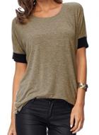 Oasap Fashion Casual Loose Spicing Round Neck Short Sleeve Women Tee Shirt